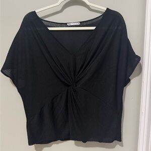 Zara Black Twist-Front Blouse